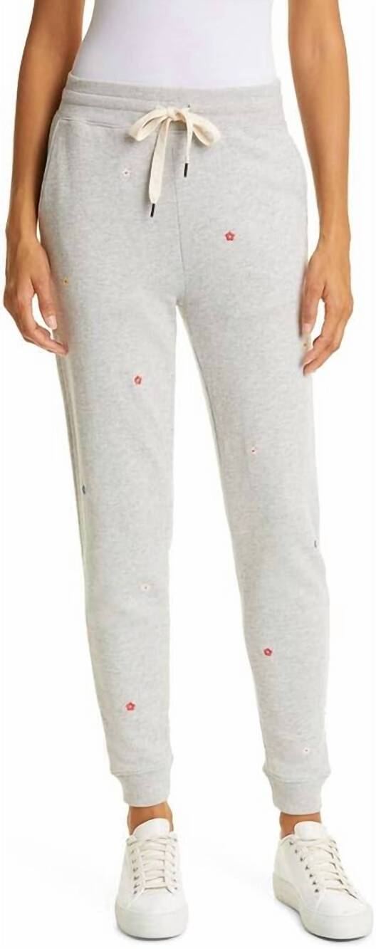 NEW RAILS oakland sweatpants in heather gray daisies embroidery